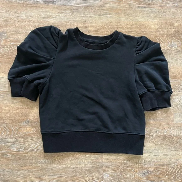 Soldout.nyc Organic Cotton Puff Sleeve Sweatshirt | Black | Womens Medium - Picture 2 of 15